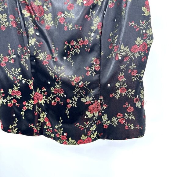 vintage 90s NEW NIKI LIVAS satin floral tank cami bustier floral y2k black S - Picture 3 of 7
